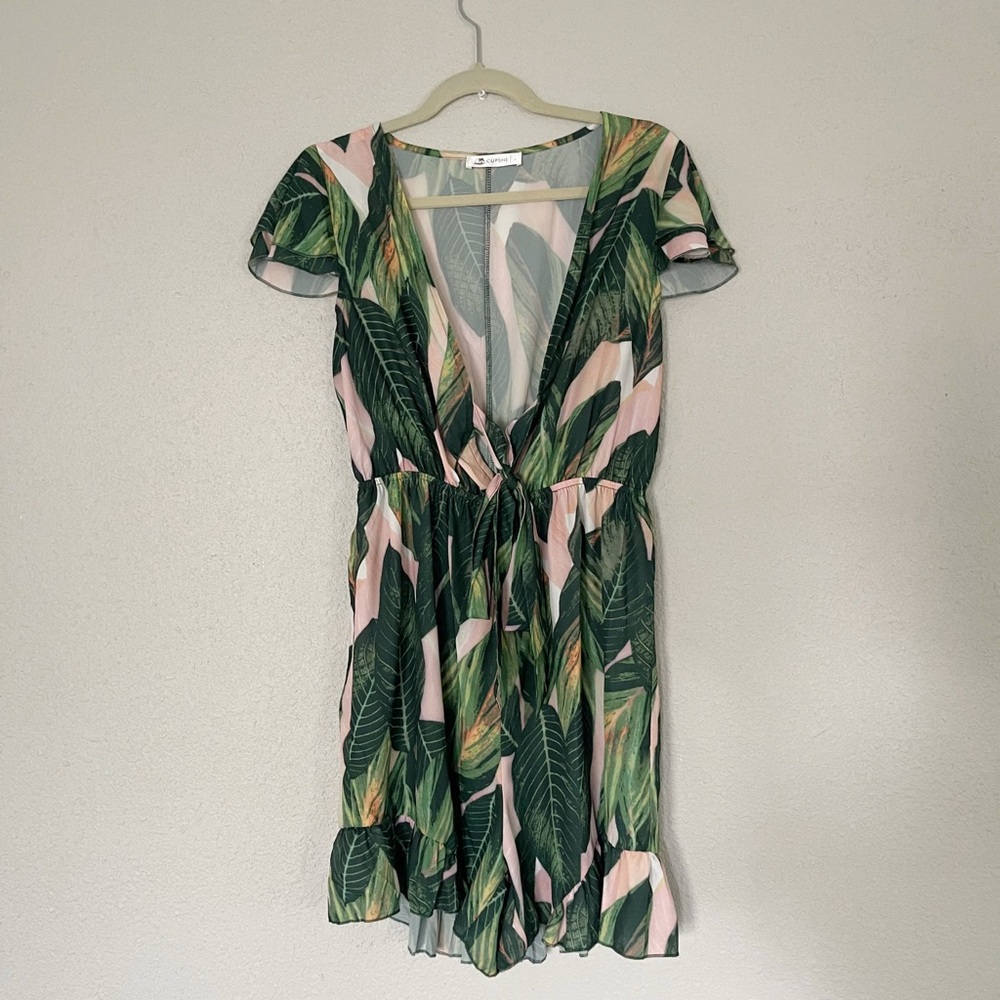 Tropical Leaf Print Romper